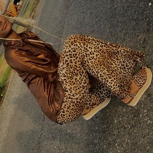 Forever 21 cheetah print flare pants